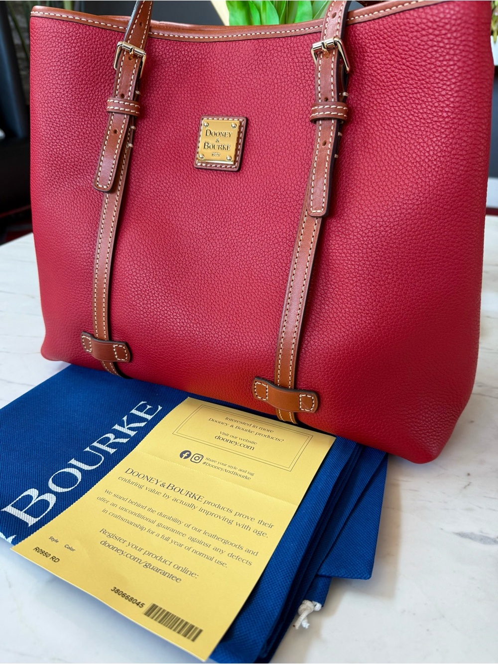 New Dooney & Bourke Side Snap Pebble Grain Leather Tote Red - Picture 11 of 16